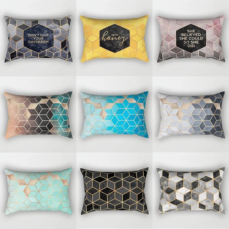 

Hot Sale Modern Solid Geometry Hello Honey Pillow Covers High Quality Short Plush Velvet Rectangle Pillow Cases Room Decor
