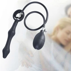 Anals Butt Plug Inflatable with 2 Steel Balls Inside CocksPenis Rings AnusExpander Dilator for Men Women Anals Sex Play