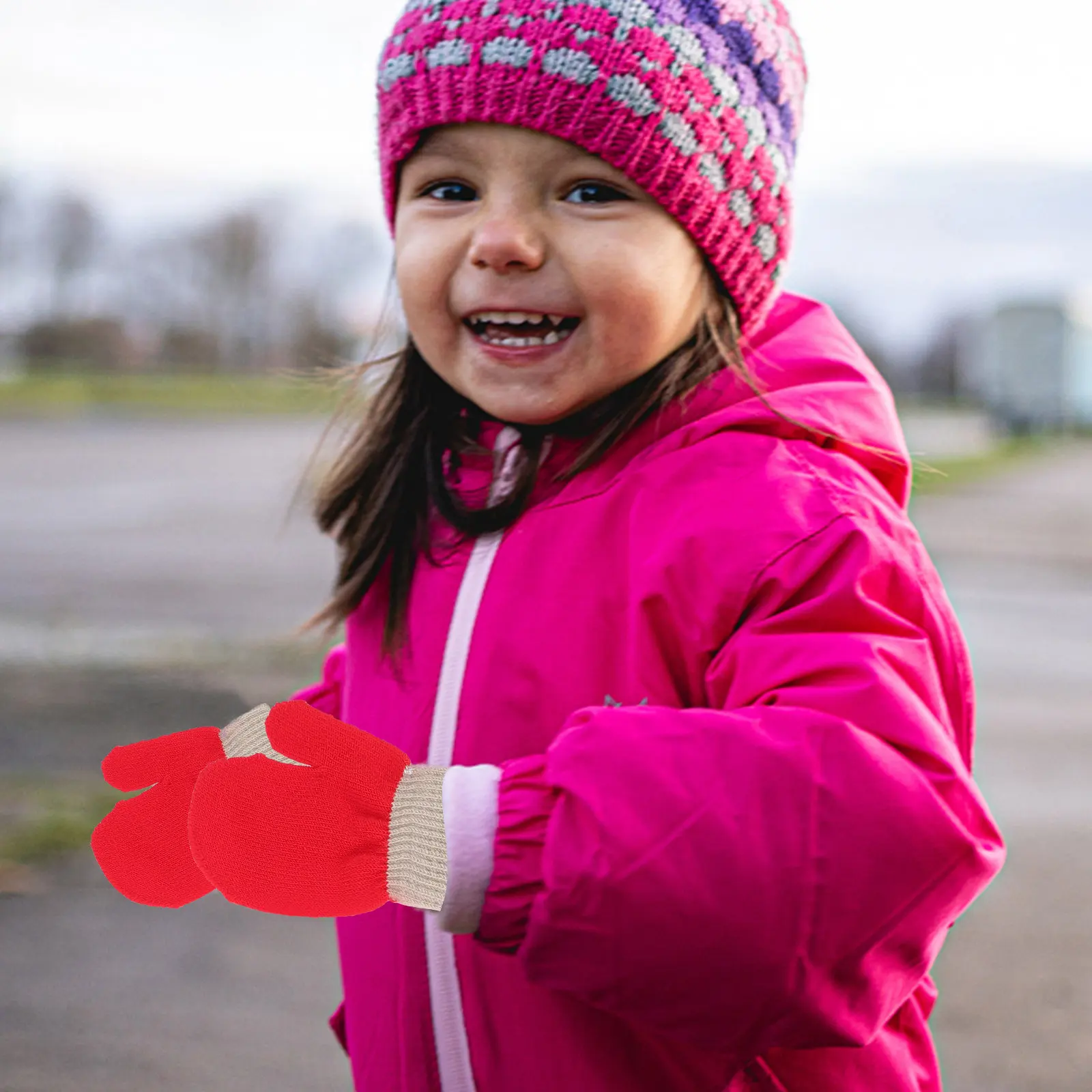 

5Pairs Warm Winter Gloves Kids Knitted Full Finger Lightweight Portable Outdoor Indoor Children Accessories Small Size Cold