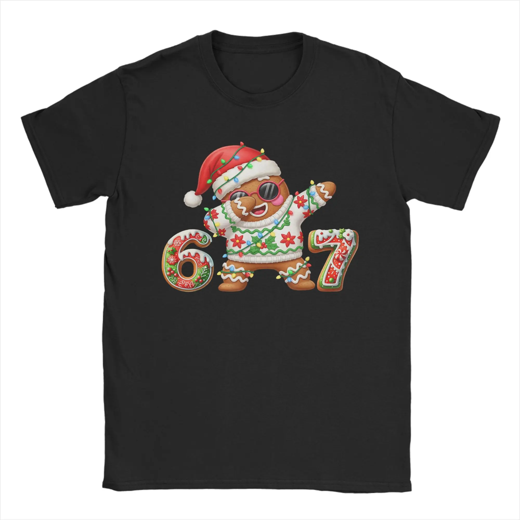 

Funny Gingerbread Six Seven 67 Ice Cream Drip Christmas T-Shirt Summer Cotton T-Shirts For Couple Fashion Tshirt Casual Clothes