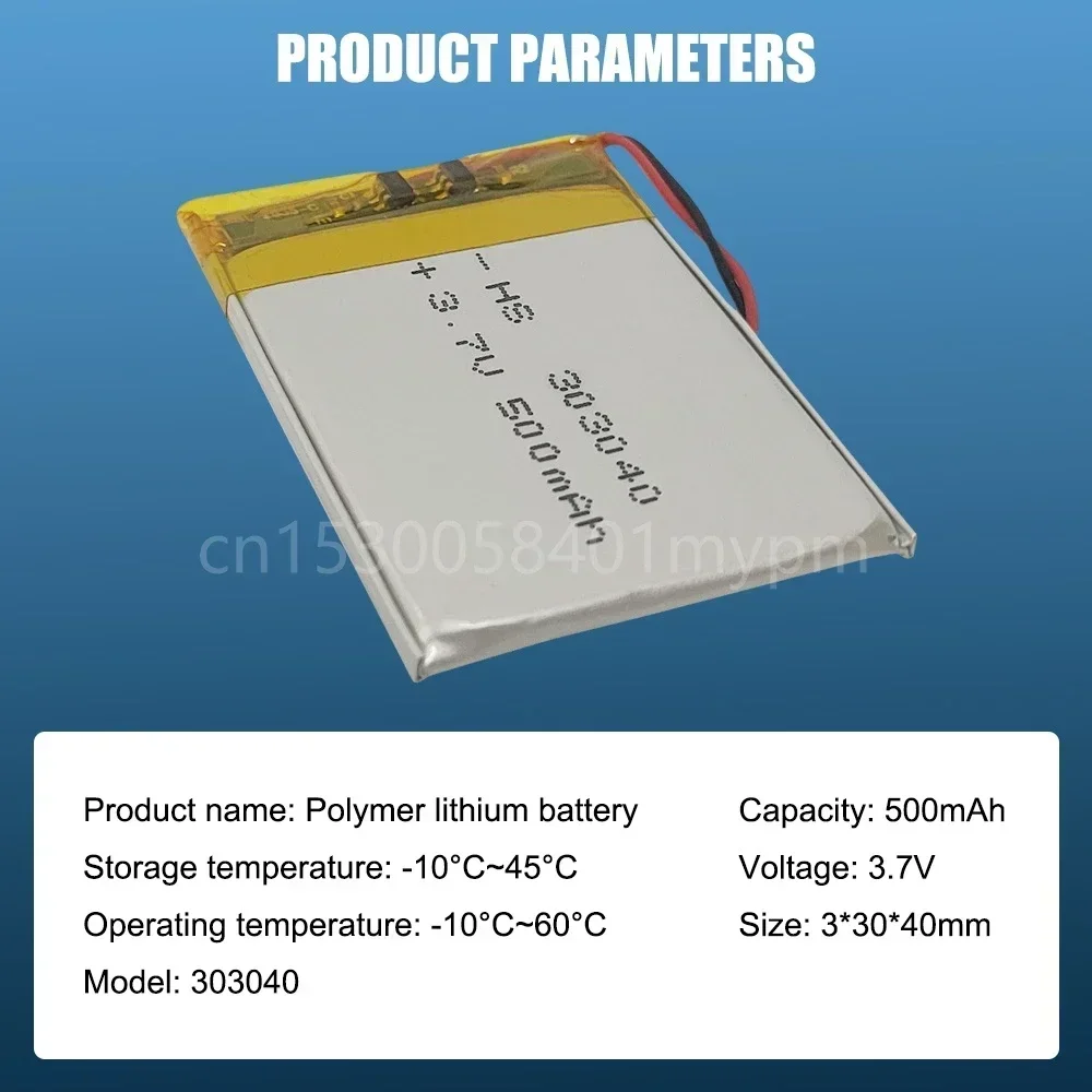 Mp3時計用充電式リチウムポリマー電池、GPSナビゲーション、読書ペン、Bluetoothヘッドセット、3.7v、350mah、303040、033040