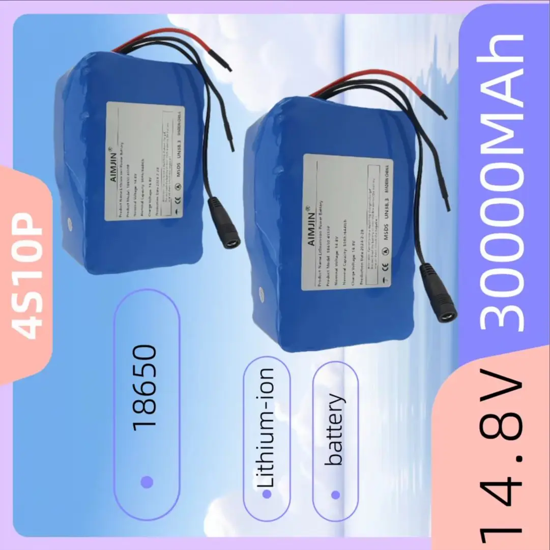4S10P 18650 14.8V 30Ah 444Wh Lithium-ion Power Battery with BMS for Inverter Smart Robot Equipment Etc
