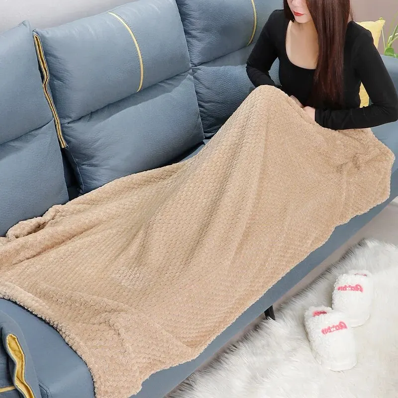 Solid Color Thickened Pineapple Checked Flannel Blanket Coral Velvet Sofa Cover Blanket Air Conditioning Blanket Nap Blanket