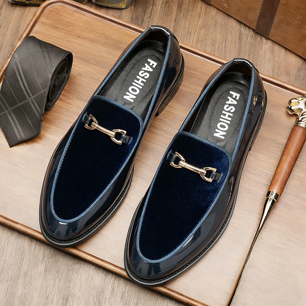 Fashion New British Slip On Driving Loafers Designer Men's Pointed Suede Leather Shoes Male Wedding Dress Formal Footwear