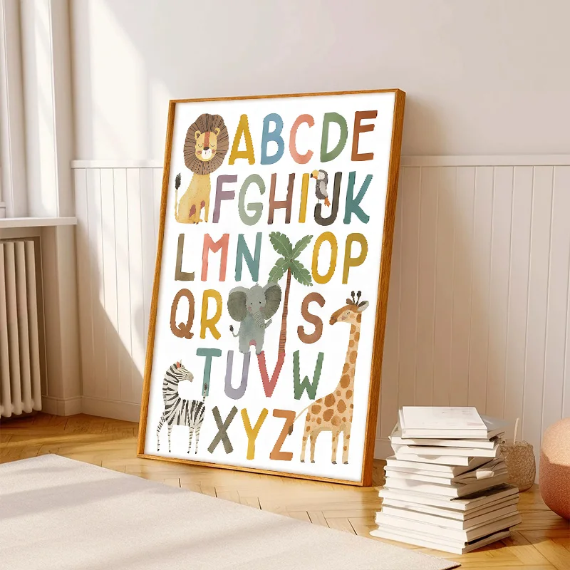 

Animal Alphabet Poster Early Childhood Learning Educational Canvas Print Painting Children's Room Nursery Kid's Room Home Decor