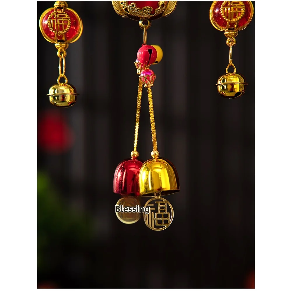Chinese New Year 2026 Horse Lion Dance Fu Character Hanging Decoration Red Flannel Ornament for Home Festivity