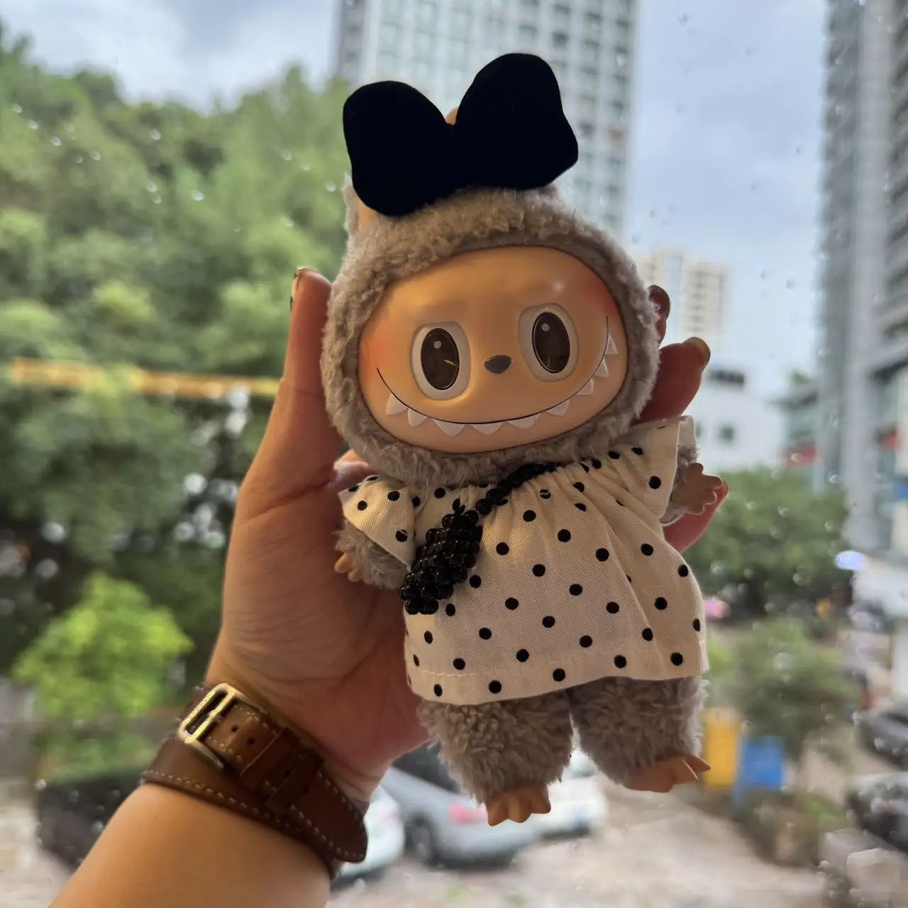 

Clothes For Labubu 15/17Cm Dolls Gen 1-3 Dress With Bow Hair Accessories Set Apparel Hanging Accessories