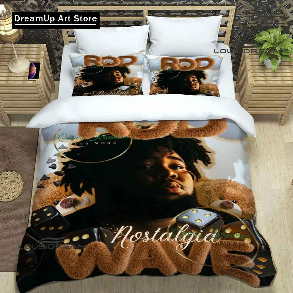 3D Print Fashion Rapper Rod Wave Bedding Set Boys Girls Twin Queen King Size Duvet Cover Pillowcase Bed boys Adult Bedroom