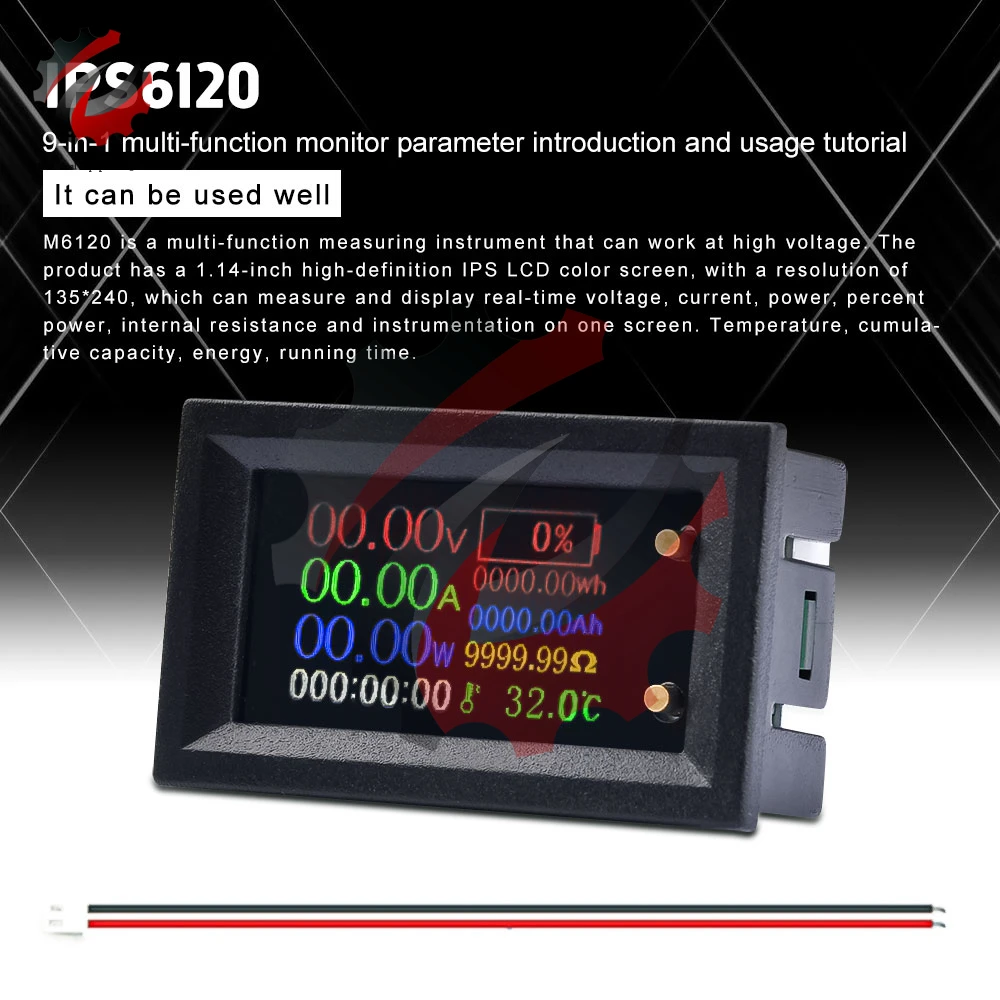 DC30V20A IPS LCD Digital Voltmeter Ammeter 9in1 Multifunction Tester Voltage Current Power Energy Battery Electricity Test Meter