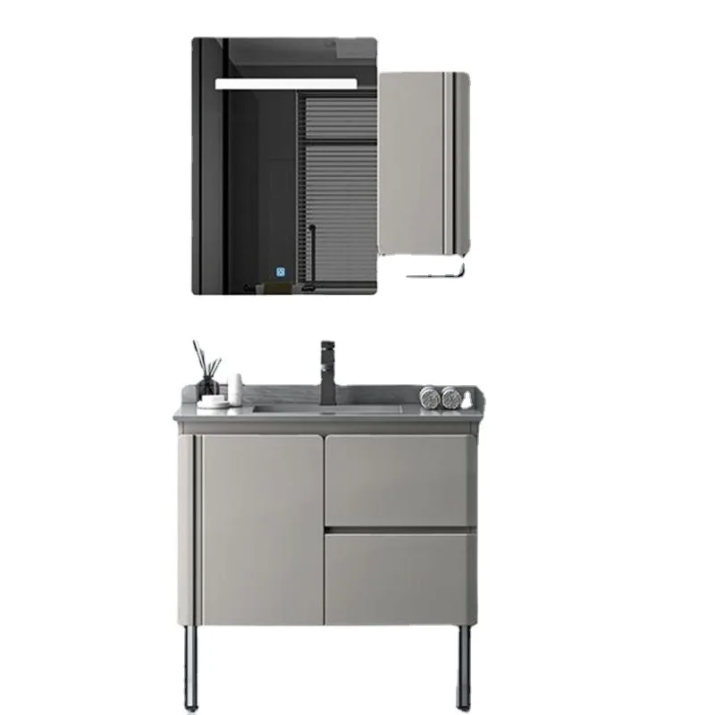 

Double basin slate bathroom cabinet ceramic integrated bathroom washbasin floor-standing washbasin cabinet combination