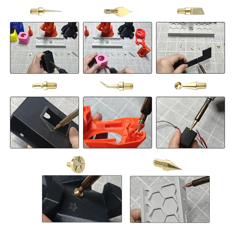3D printer Onderdelen hot Insert smeltmoer Tips M2-M8 messing implantatie Warmte Inbrengen Tool Kit Voor 936 FX888 900M soldeerbout