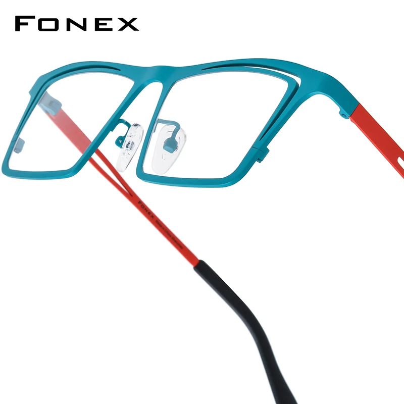 FONEX Multicolor Titanium Glasses Frame Men New Fashion Brand Design Square Eyeglasses Women High Quality Japanese Eyewear 85879