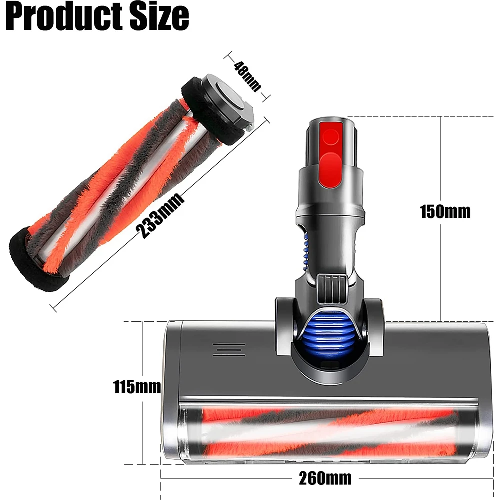 Electric Turbo Brush Floor Nozzle Compatible for Dyson V7 V8 V10 V11 V15 Powered Turbo Nozzle with Direct Drive Motor