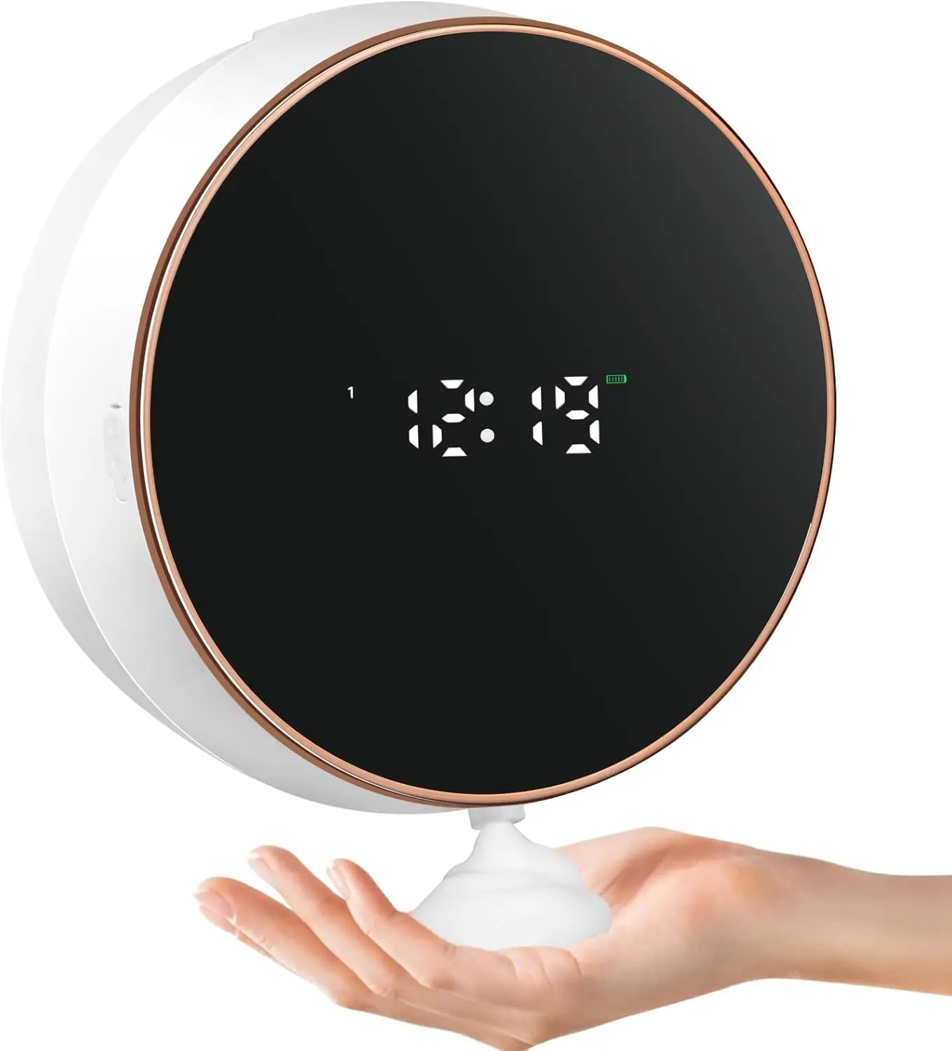 

Touchless Automatic Soap Dispenser with Clock: Wall Mount Rechargeable Adjustable Foaming for Kitchen Bathroom Hand Dish Lotion