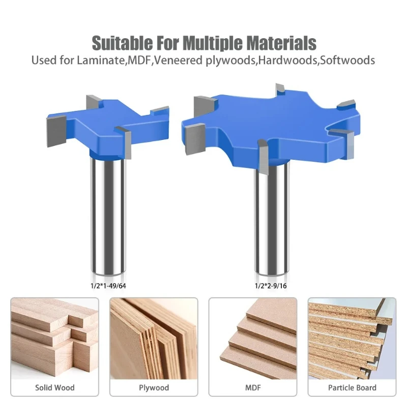 

1PC 1/2" Inch 12.7MM 12MM Shank Milling Cutter 6 Edge T Type Slotting Cutter Woodworking Tool Router Bits For Wood Woodworking