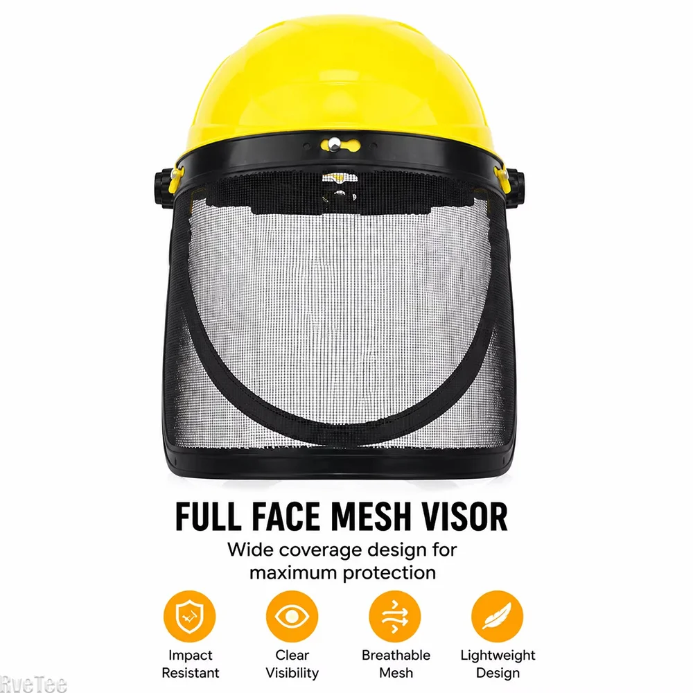 Full Face Mesh Visor Helmet Hat Brush Cutter Yard Mowing Guard Cover for Garden Grass Trimmer Protective Safety Mask