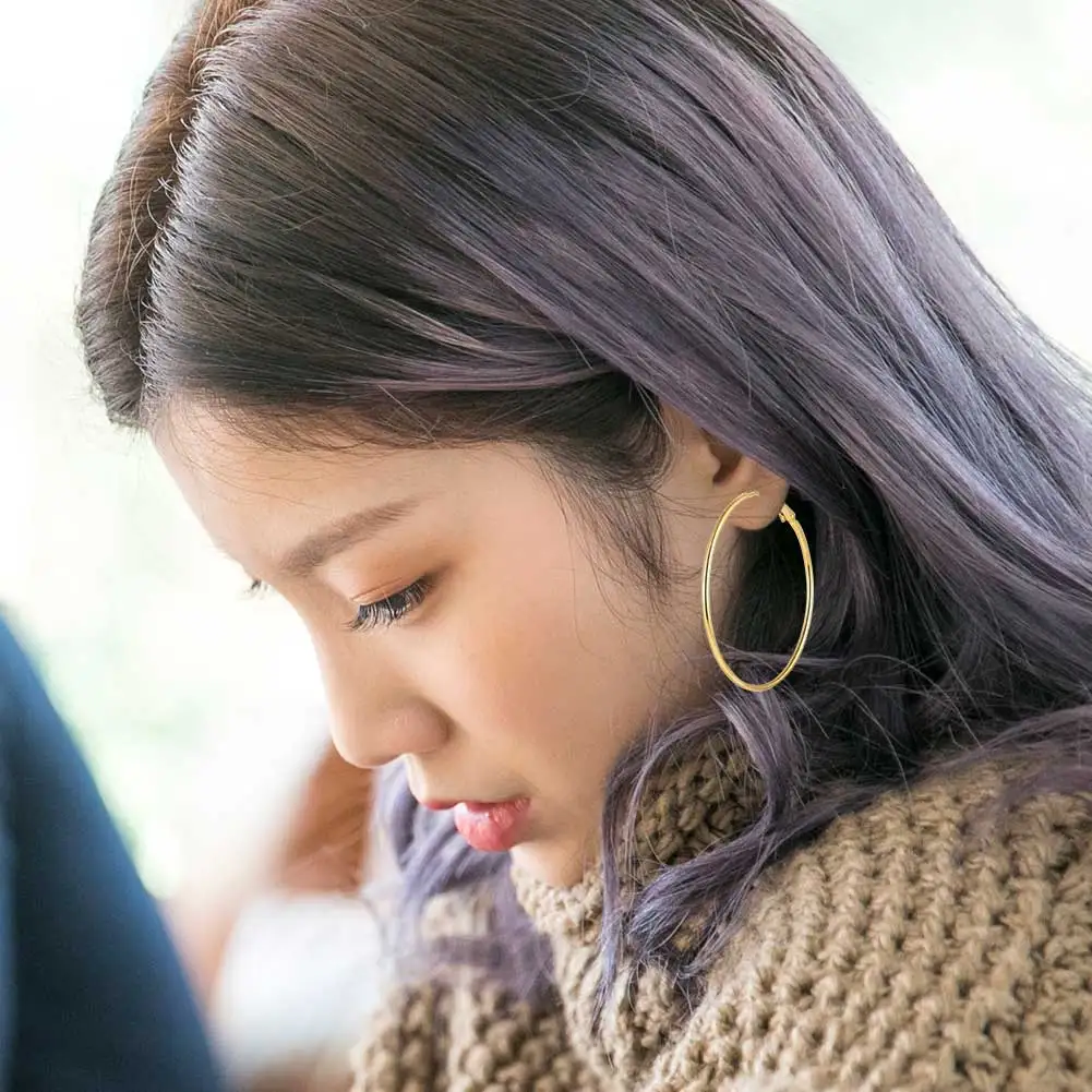 Conjunto de 6 Brincos Redondos Infinitos em Aço Inoxidável 30/40/50mm, Brincos Delicados para Festas, Presentes para Aniversário e Natal