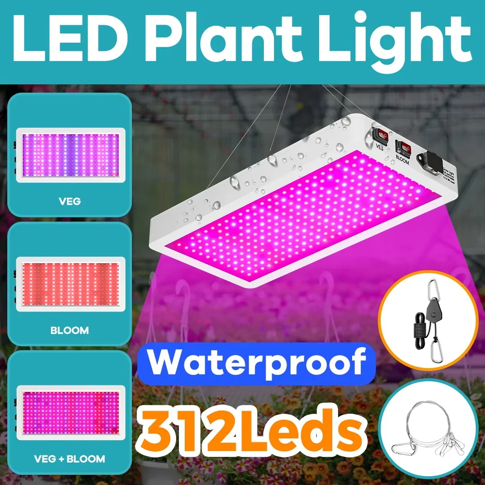 

500W LED Plant Grow Light 220V Full Spectrum Hydroponic Vegs Growth Fill Lamp 110V Greenhouse Tent Seedling Cultivation Lighting