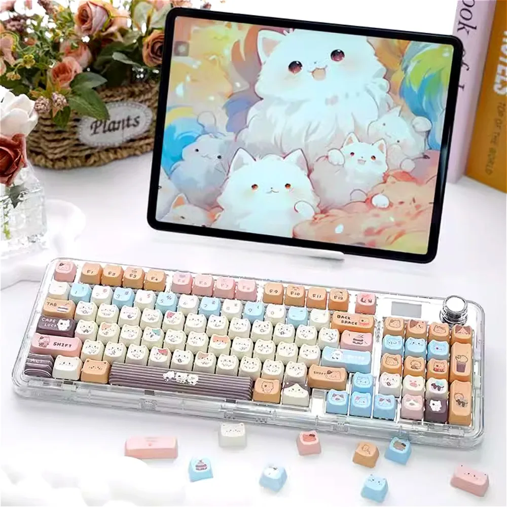 

Sea salt cat keycap 140 key MOA height set PBT DYE-Sub for 60/64/65/68/87/9810 4 mechanical keyboard