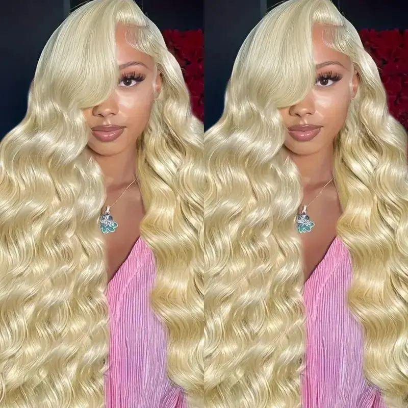 13X4 Frontal Body Wave 613 Blonde 13X6 HD Lace Wigs Colored Pre-Plucked 18 Inches Baby Glue-Free Human Hair Wig 150 Density