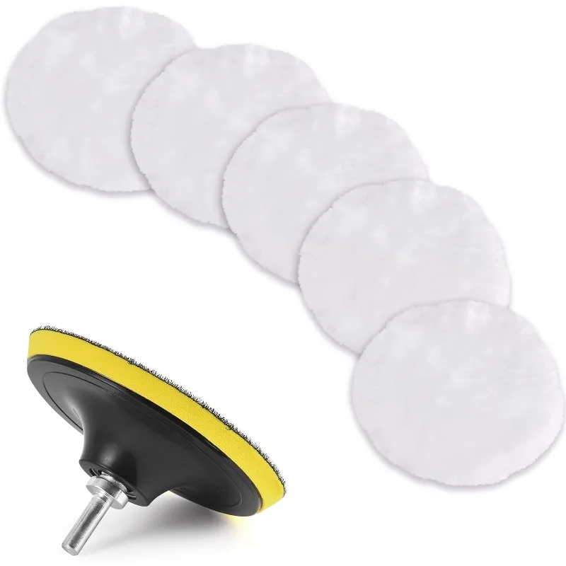 

7 Pcs 3 Inch (80 mm) Wool Buffing Polishing Pad Car Polisher Buffer Drill Attachment with M10 Drill Adapter