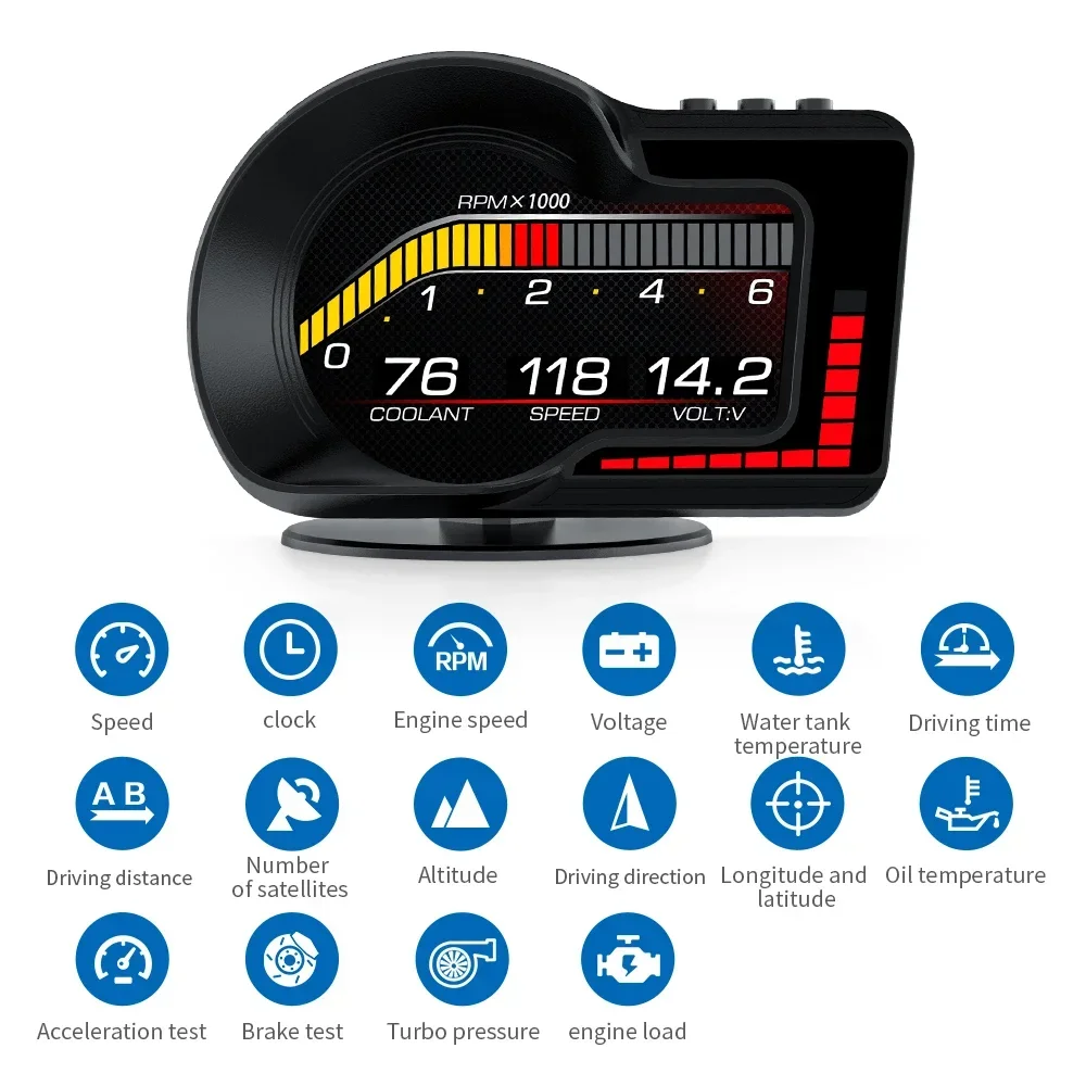 F15 Car Head Up Display HUD OBD2 GPS Dual System Gauge Speedometer Alarm function Fault Code Detect Car Electronic Accessories