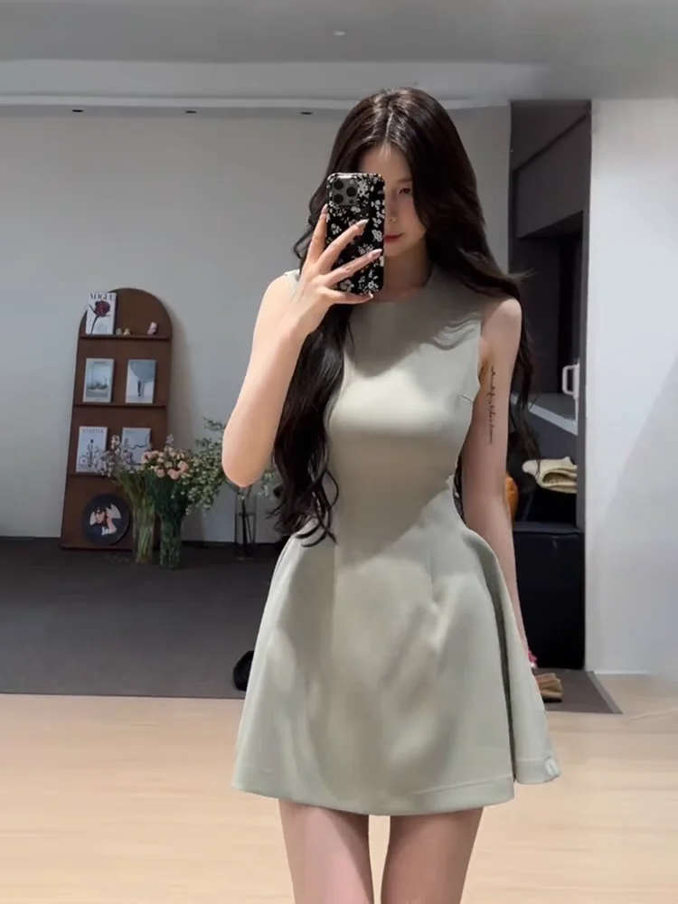 

plus Size Svel round Ne Dr Women Fat A-Line ort Skirt High Waist Slimming Casual Sle Summer Dr for Girls