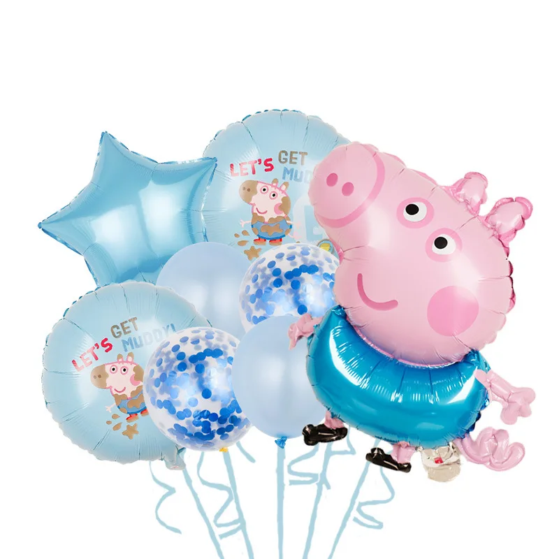 Juego de globos de la serie Peppa Pig, película de aluminio, dibujos animados, decoración de fiesta de cumpleaños para niños, regalos para niñas, 5-8 Uds.