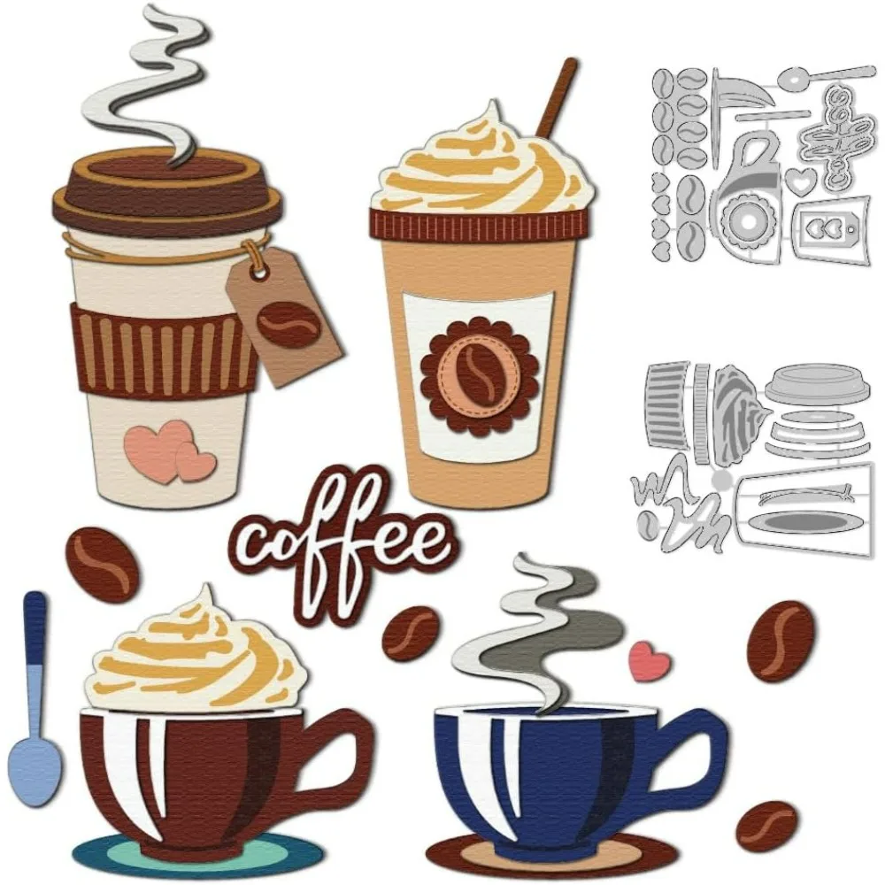 Kaffee-Stanzformen für die Kartenherstellung, Stanzformen aus Karbonstahl, Stanzformen, Scrapbooking, Prägerahmen, Vorlage, Stanzformen für den Valentinstag