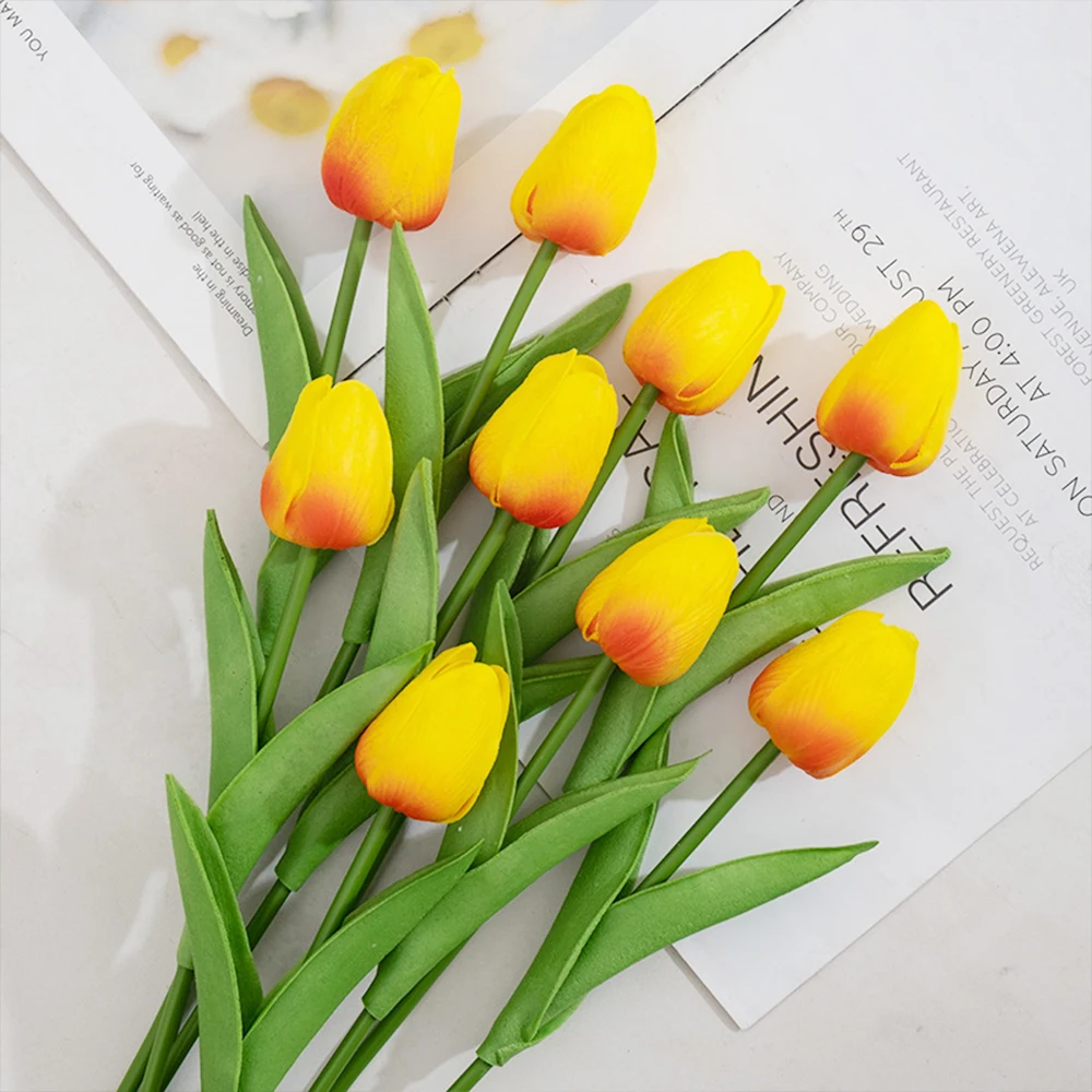 5 PCS Tulips Artificial Flowers Bunch Real Touch Tulip Flowers for Home Wedding Fake Flowers Bridal Bouquet Decoration