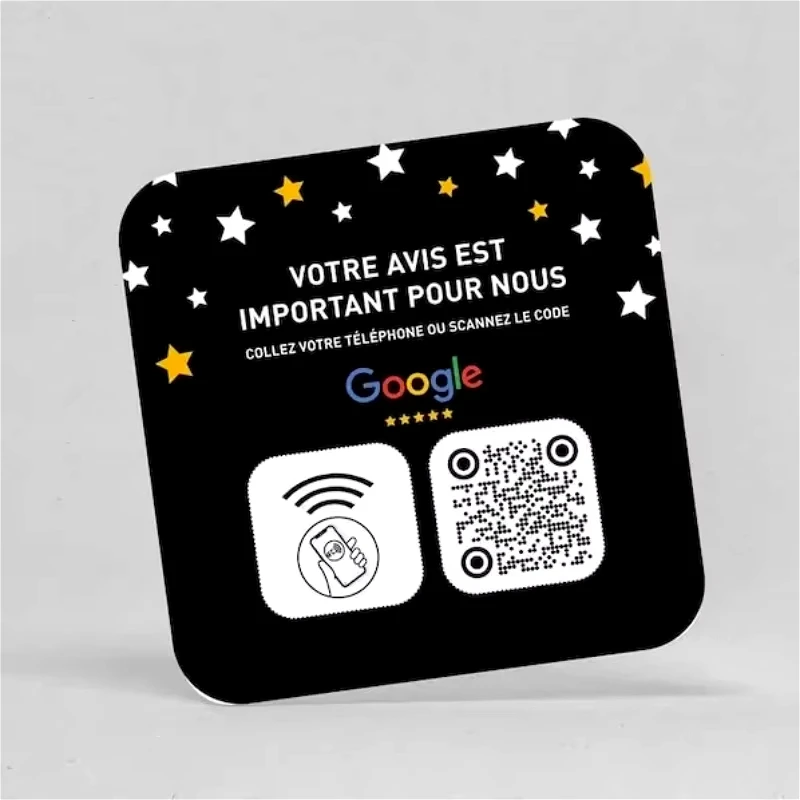 علامة مراجعة Google المخصصة NFC اضغط على رمز المسح الضوئي للوسائط الاجتماعية لوحة رمز الاستجابة السريعة صنبور واحد لافتة رمز الاستجابة السريعة بدون تلامس علامة NFC الاجتماعية #1