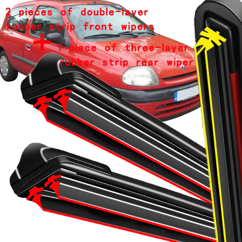 

For Renault Clio 2 1998-2005 1999 2000 2001 2002 Wiper Front&Rear Wiper Blades Windshield Windscreen Window Brushes 21"+21"+12"