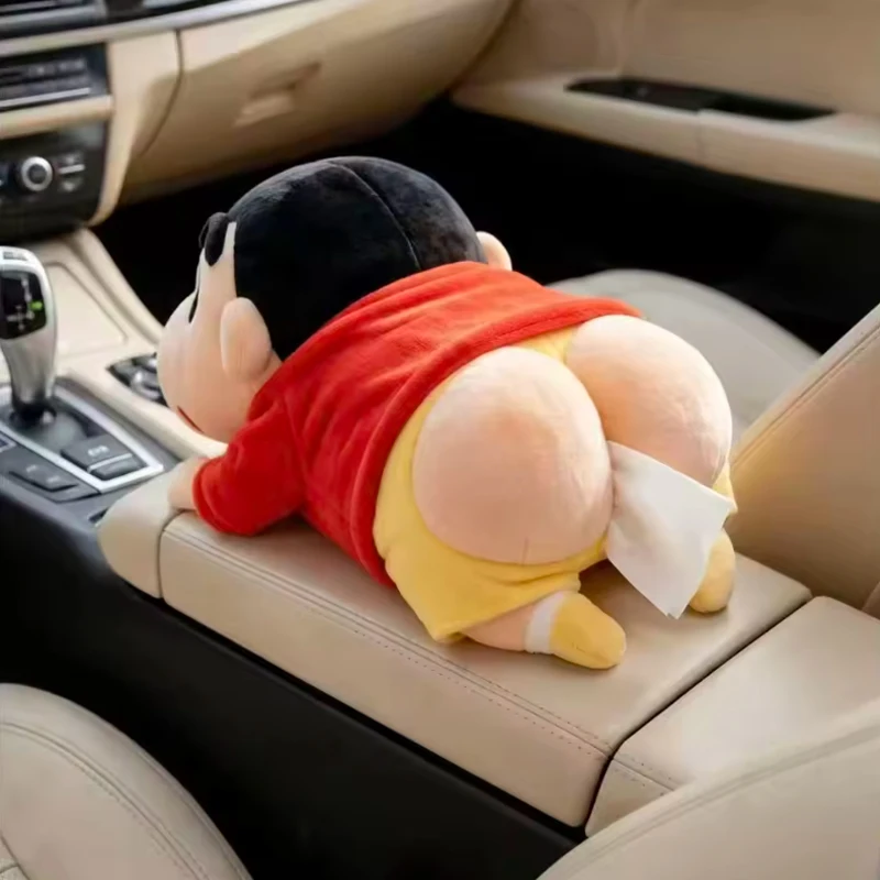 2026 Cute Lying Down Crayon Shin Chan Figurine Tissue Box Car Decor Pendant Collectible Figure For Home And Vehicle