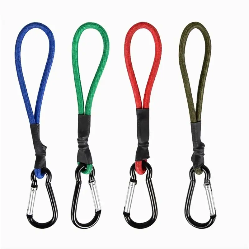 1 Piece Tent Elastic Rope Cord Hook Fixation Elastic Stretch Rope Outdoor Tool Canopy Tarp Fixing Cords String with Carabiner