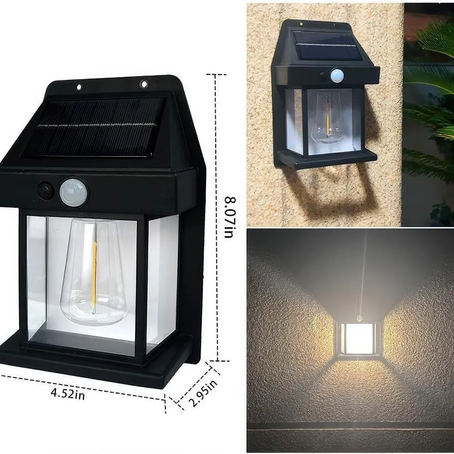 Applique murale solaire extérieure en tungstène, capteur de mouvement en forme de maison, étanche IP65, lampe de jardin à énergie solaire, 3 Modes d'éclairage