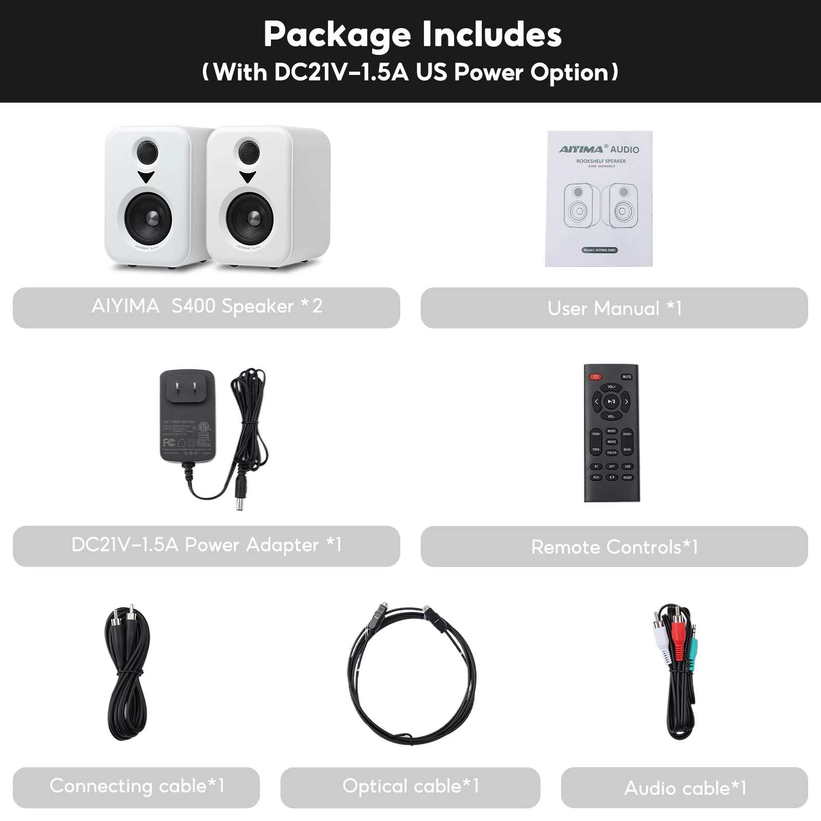 AIYIMA S400 アクティブスピーカー(Bluetooth付き) AIYIMA S400