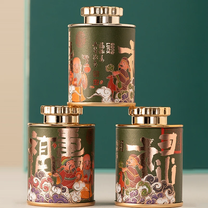 NEW Mini Empty Tea Tin Can Household Green Black Tea Sealed Jar Portable Travel Small Tea Packaging Box Paper Storage Can