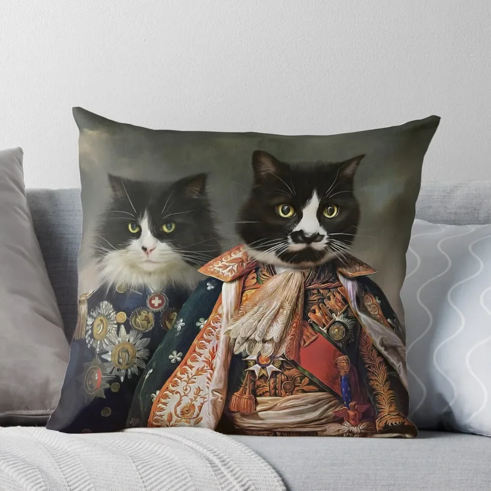 Cat Portrait - Michael and Hero Throw Pillow Pillow Cases Sofa Cushions Cover