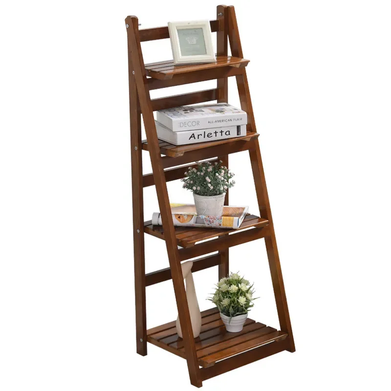 4 Tier Wood Balcony Living Room Interior Modern Decoration Floor-Standing Multi-layer Flower Shelf Storage Flower Pot Shelf