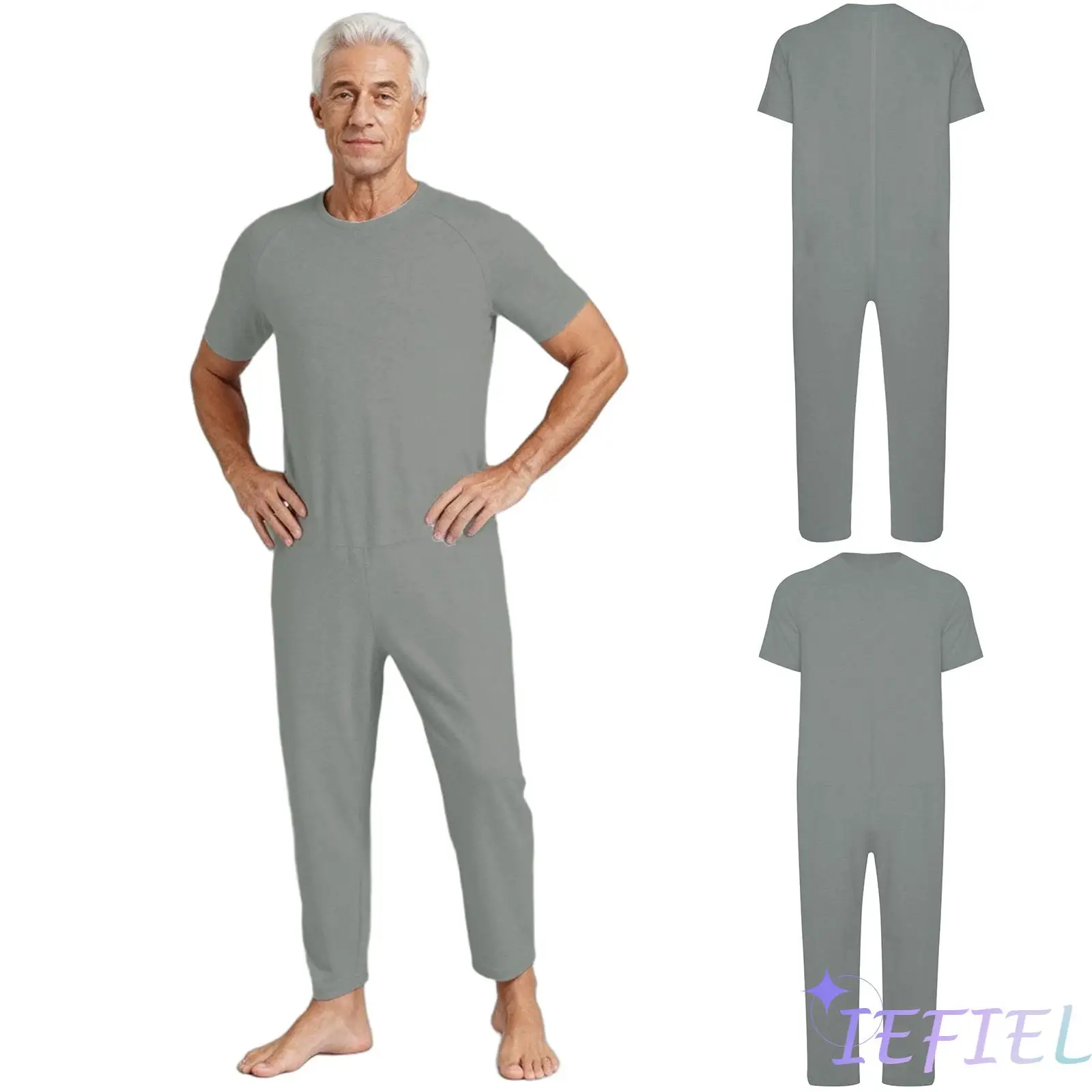 Mens Adaptive Jumpsuit with Back Zip Design And Soft Round Neck Easy Dressing Solution for Elderly Care And Special Needs Adults