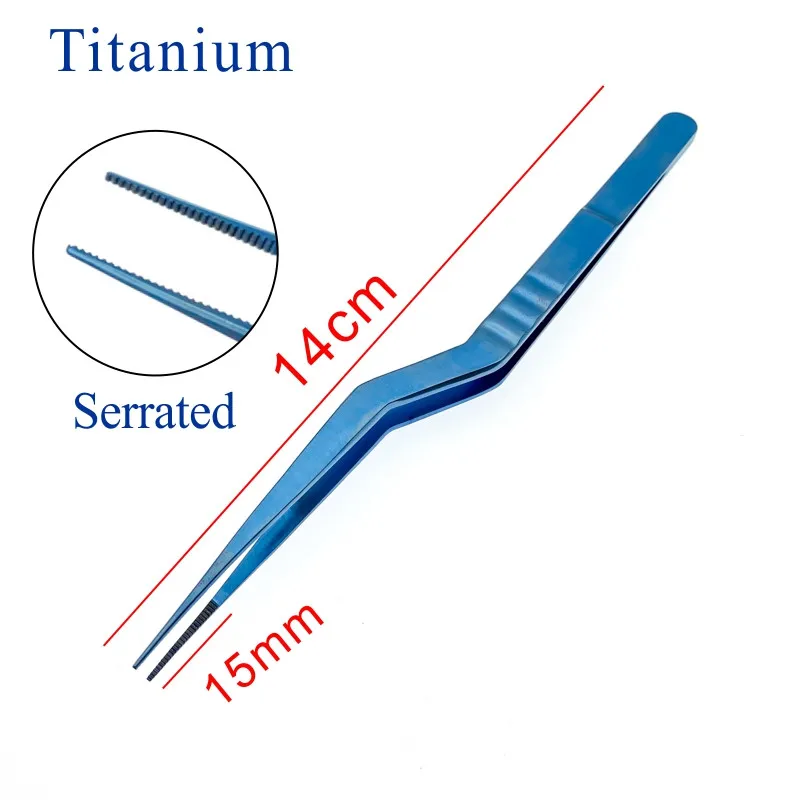 14cm Titanium Stainless Steel Tissue Forceps Plastic Serrated Tip Ophthalmic Eye Micro Surgical Instrument