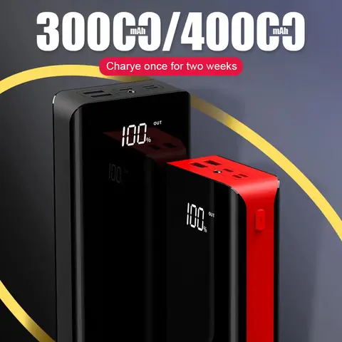 30000mAh/40000mAh New Power Bank large capacity LED mirror two-way fast charge for iPhone X OPPO VIVO HUAWEI Xiaomi phone