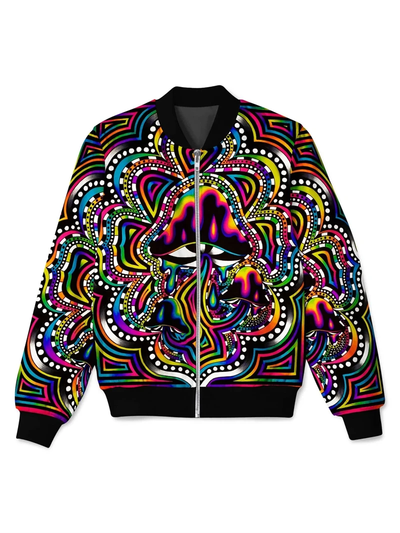 Psychedelic Graphic Jacket Pop 3D Print Zipper Men's Jacket Casual Overcoat Loose Brand Zip Up Coat Outdoor Sportwear Sweatshirt