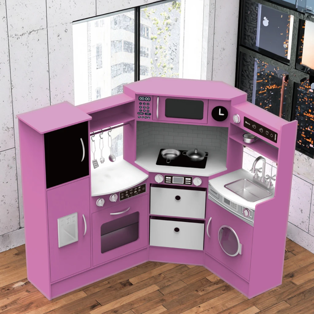 Wooden Kitchen Set Playhouse Toys for Unisex Kids 3-Year-Old Multifunctional Induction Cooker Educational Food Toy