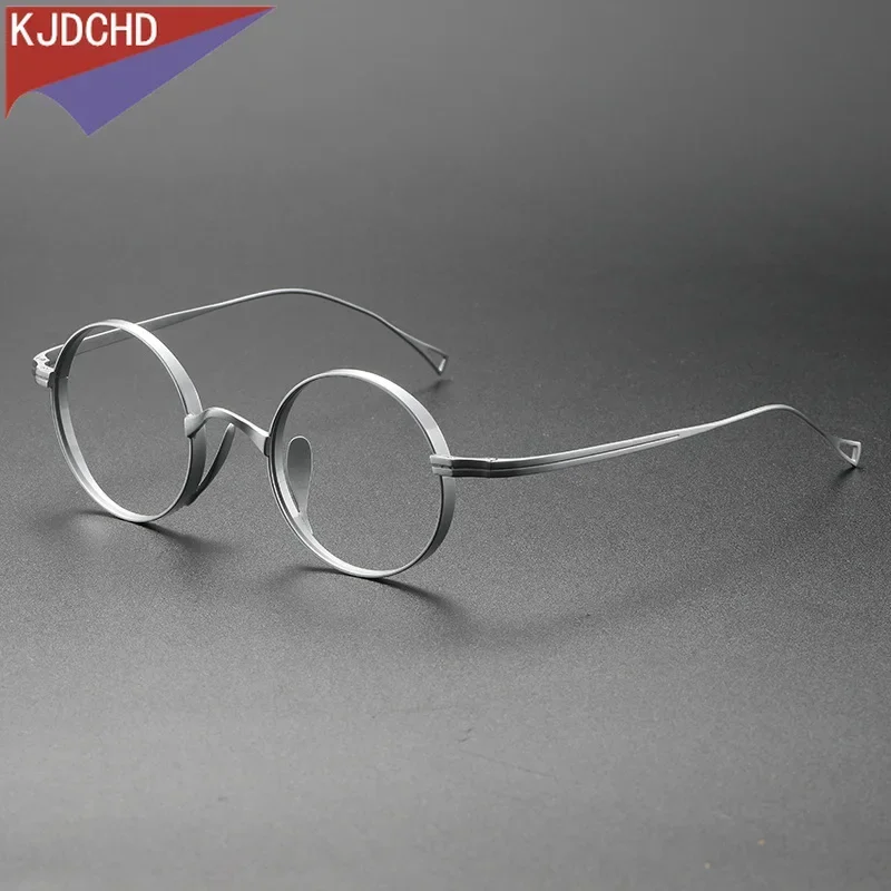 موضة صغيرة الحجم النظارات الرجعية التيتانيوم النقي النظارات المستديرة مريحة وصفة طبية إطار نظارات الرجال النساء 10518 #4