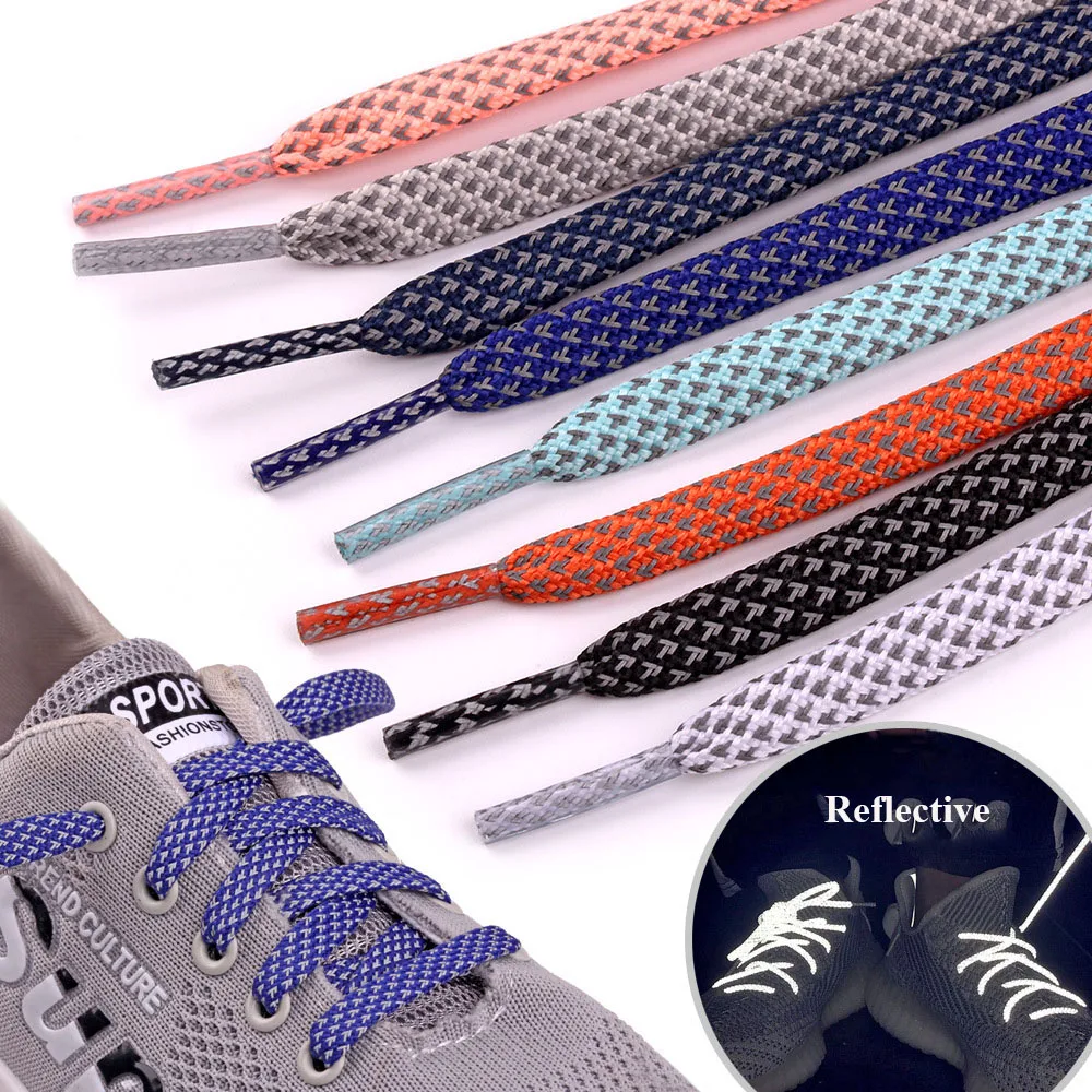 1 Pair Reflective Shoelaces Hiking Sneakers Shoelace Black Shoe Laces Fits All Shoes Fashion Sport Boots Lacets Shoestrings