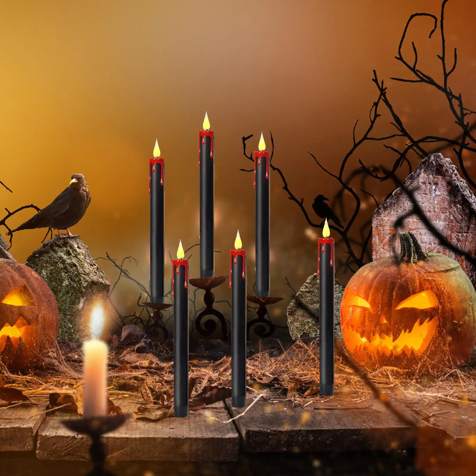 

LED Flameless Candles Flickering Candles Battery Operated Halloween Haunted House Dimmable Light For Mantel Theater Stage