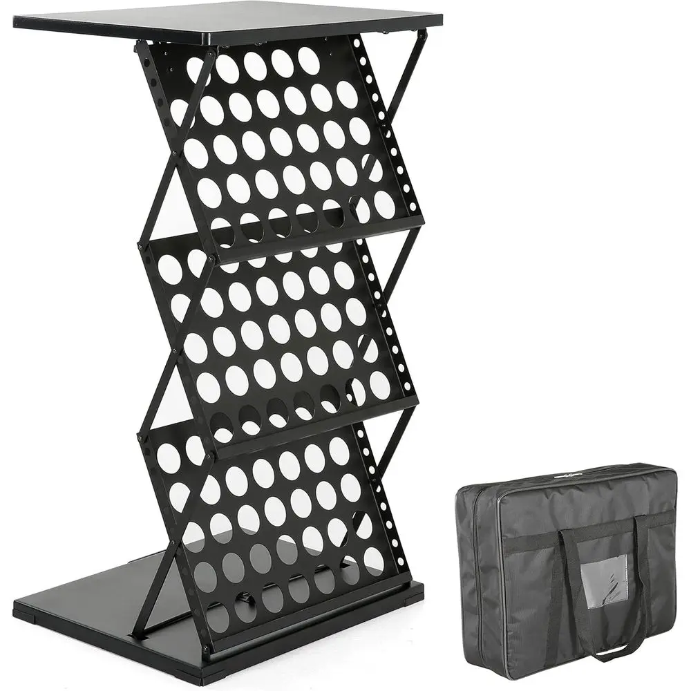 

M&T Displays Foldable Counter with Perforated Literature Holder and Carrying Bag, Magazine Rack, Brochure Display Stand, Catalog