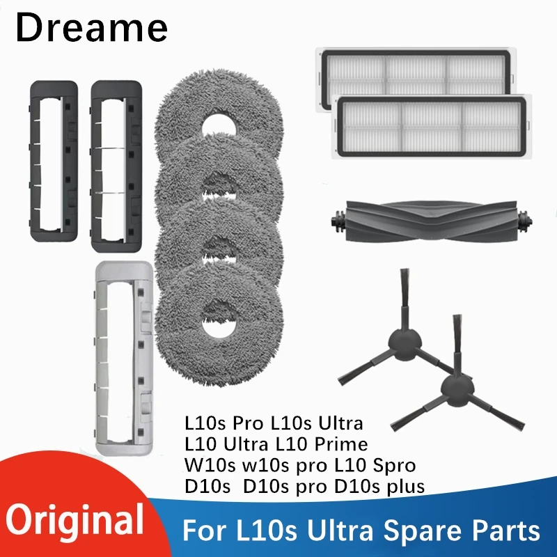 Original Dreame Bot L10s Pro  Ultra Robot Vacuum Cleaner Accessories Parts, Main Side Brush, Cover, Filter, Mop Rag Optional