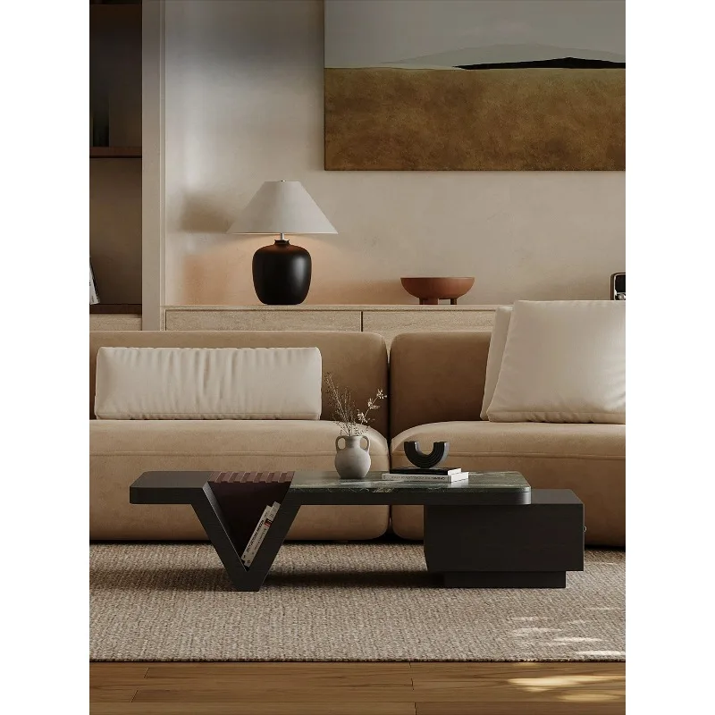 Italian light luxury marble coffee table living room artistic sense high-end special-shaped natural luxury stone coffee table